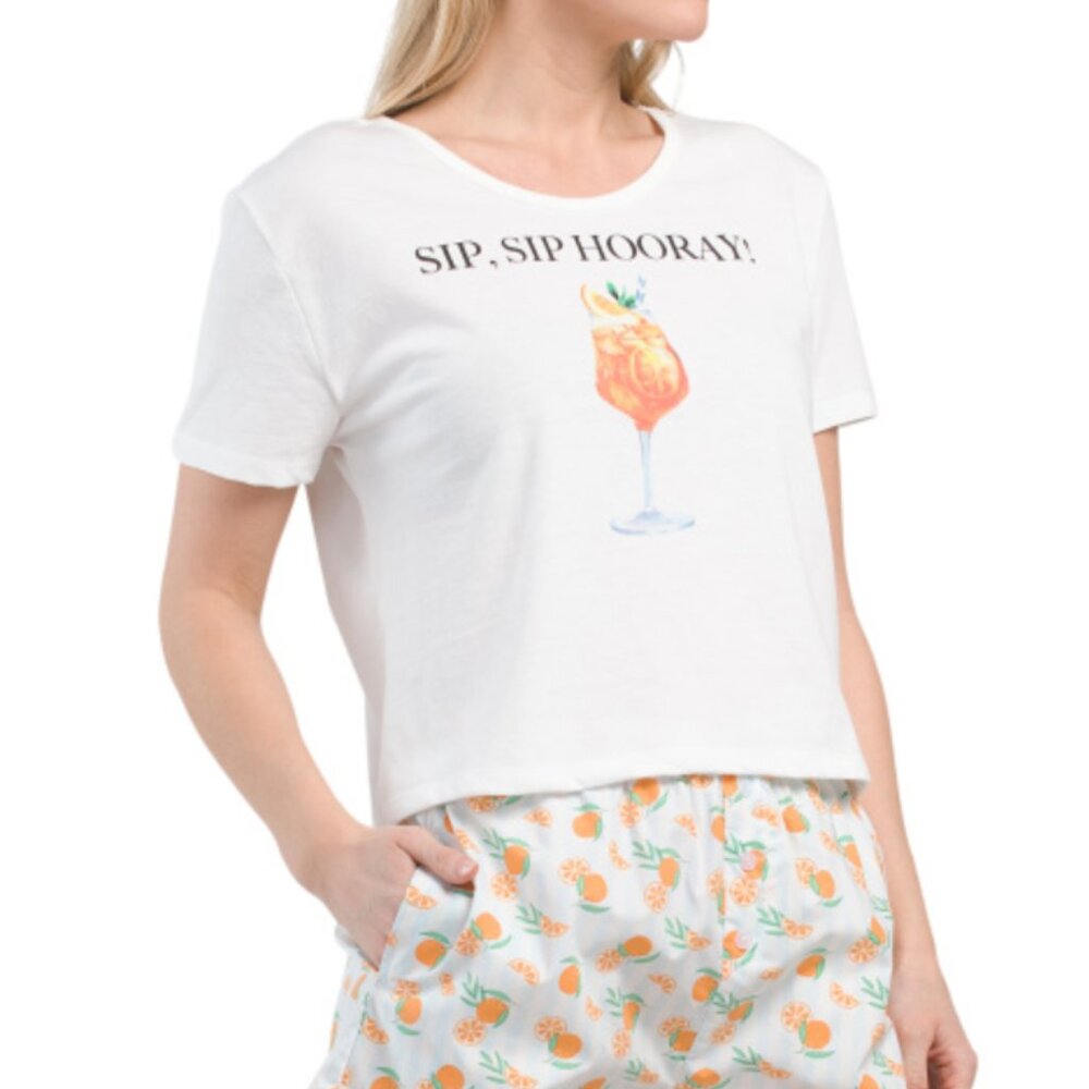 NWT BETTER TOGETHER 3pc Sip Sip Hooray Aperol Spritz Boxer with Scrunchie Set
